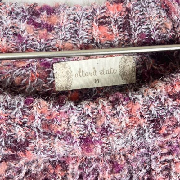 Altar'd State Women's Pink Purple Colorful Chunky Knit Tunic Sweater Medium - Picture 4 of 5